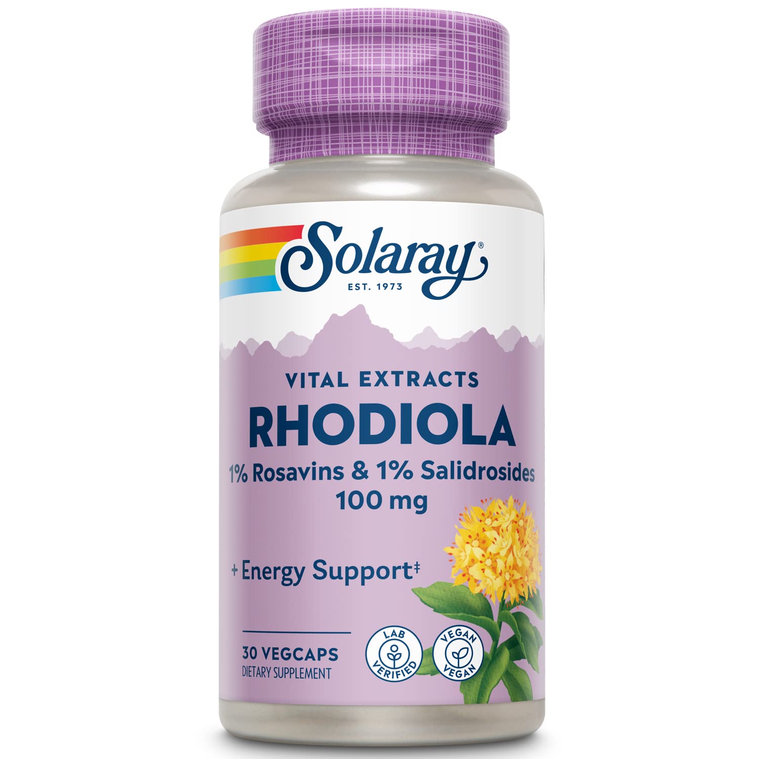 SOLARAY Rhodiola Root Extract 100mg, 1% Salidrosides 30 Capsules