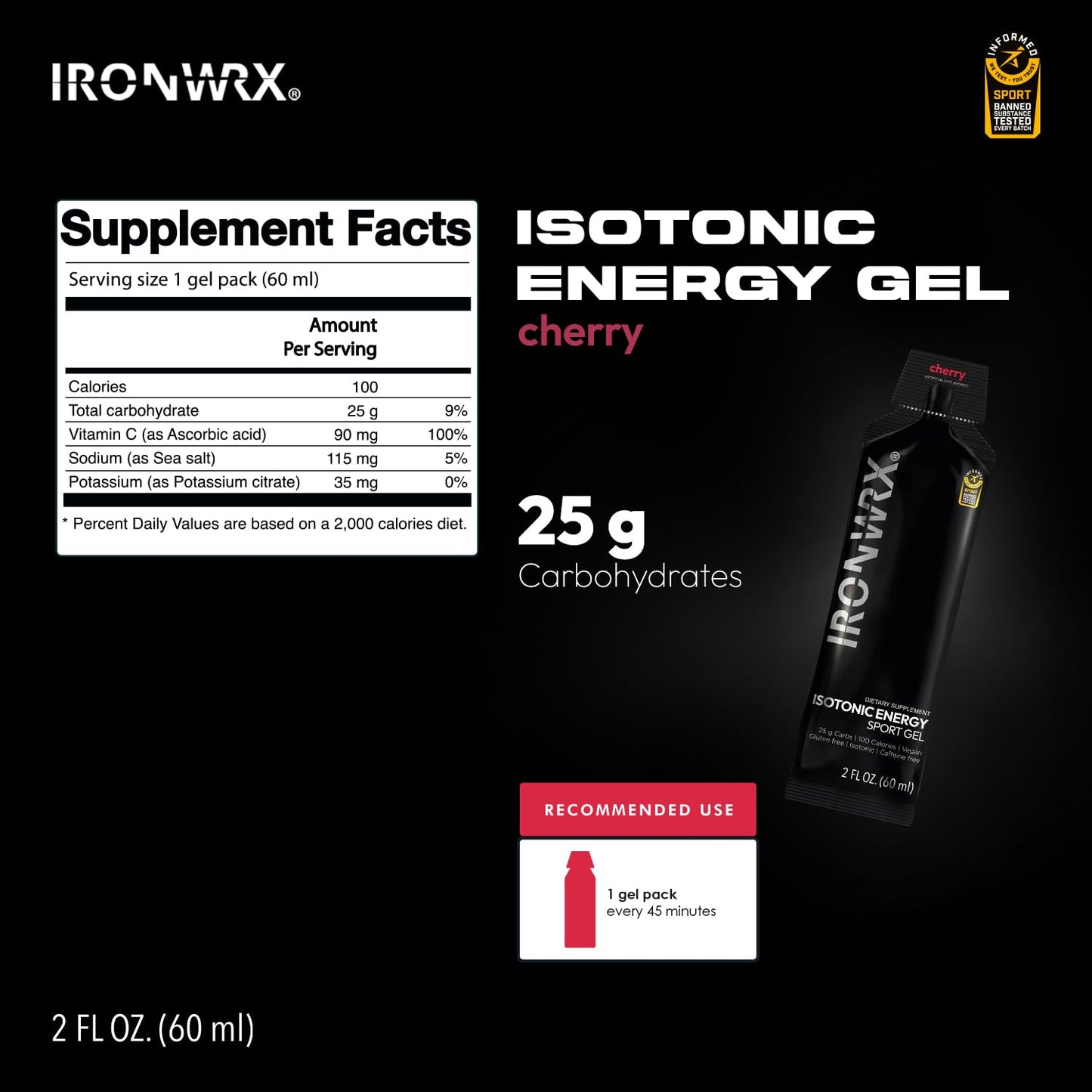 IRONWRX Isotonic Energy Gels 12 Pack