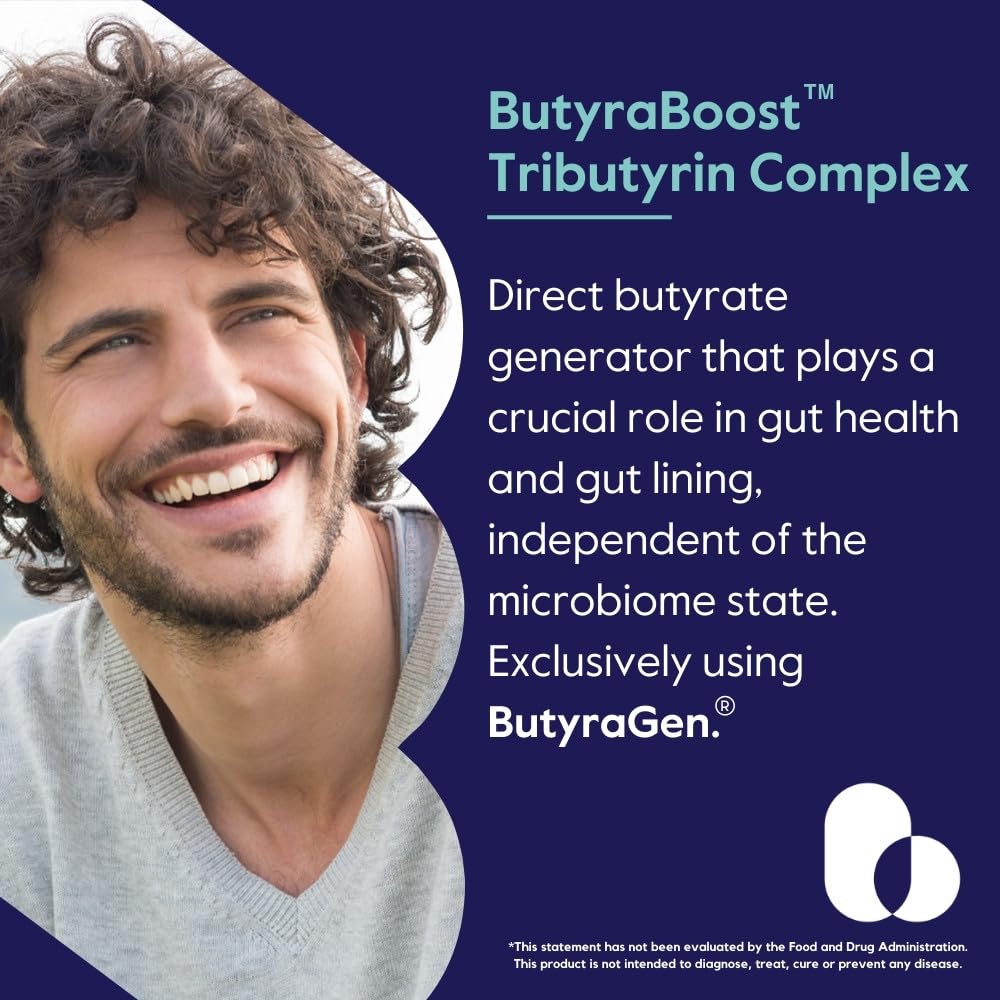 BESTVITE ButyraBoost 300mg Tributyrin Complex Capsule, 60 Veg Caps