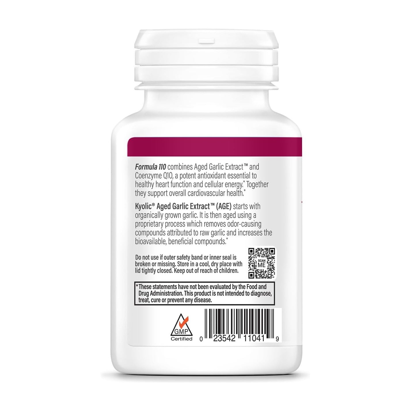 Kyolic Aged Garlic Extract Formula 110 Capsules, 100 Count