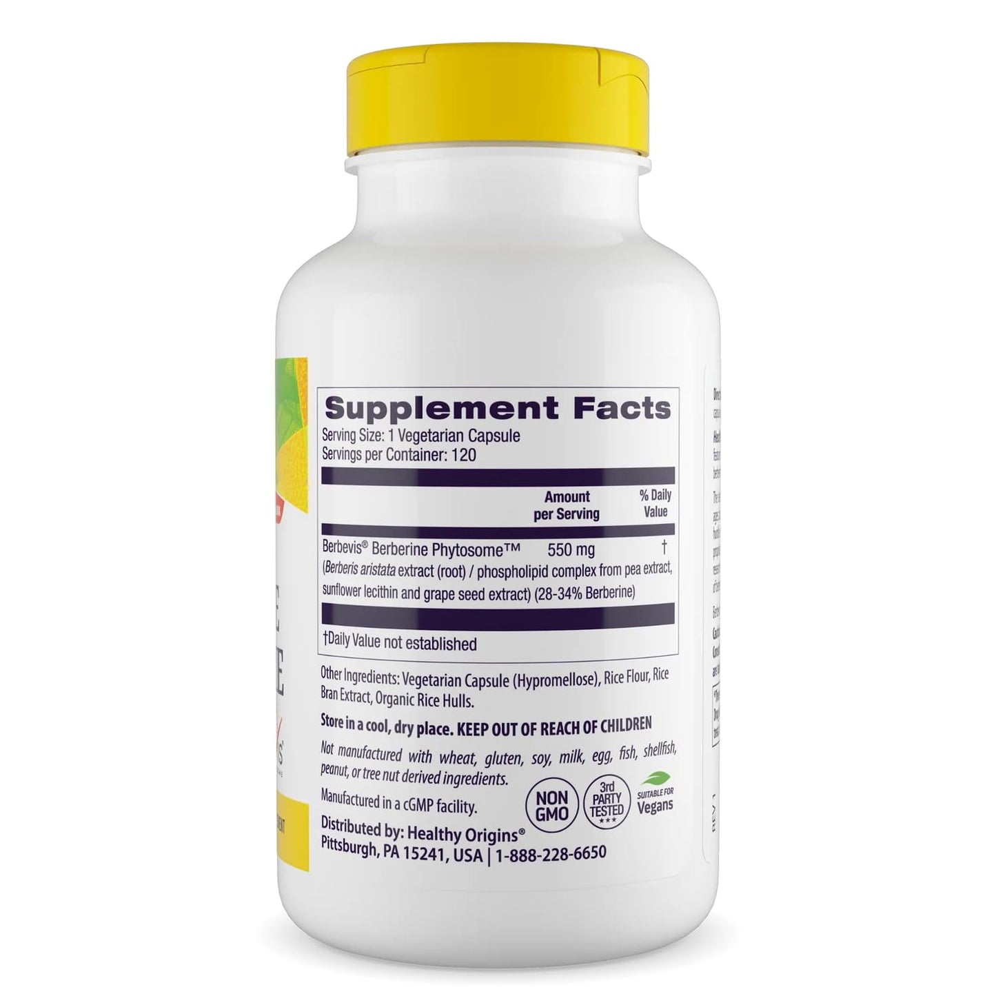 Healthy Origins Berberine Phytosome 550 mg Capsules, 120 Capsules