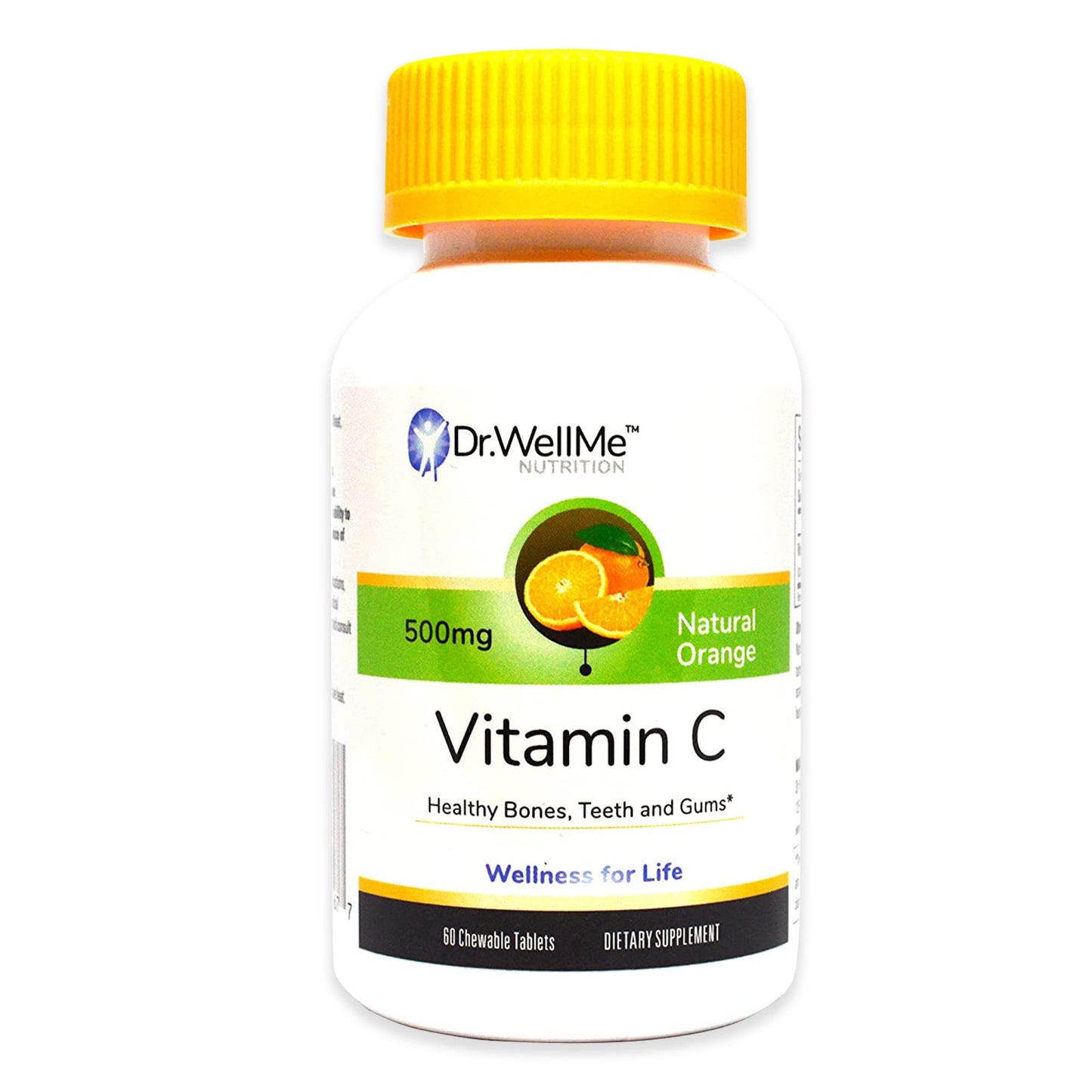 DR WELLME NUTRITION Vitamin C 500mg Chewable Tablets with Rose Hips, 60 Count