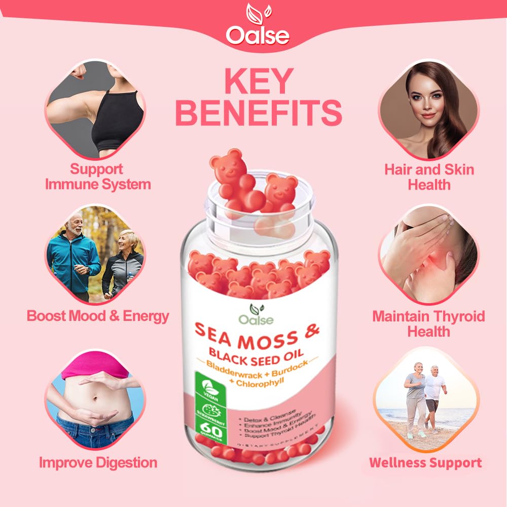 OALSE Sea Moss Gummies for Adults and Kids, 60 Count