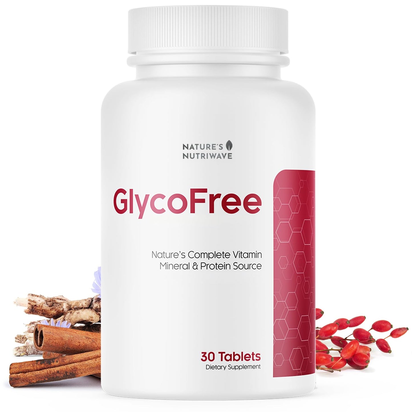 Nature’s NutriWave GLYCOFREE Supplement, Natural Plant-Based Blend with Berberine, Bitter Melon, Cinnamon, Inulin 30 Tablets