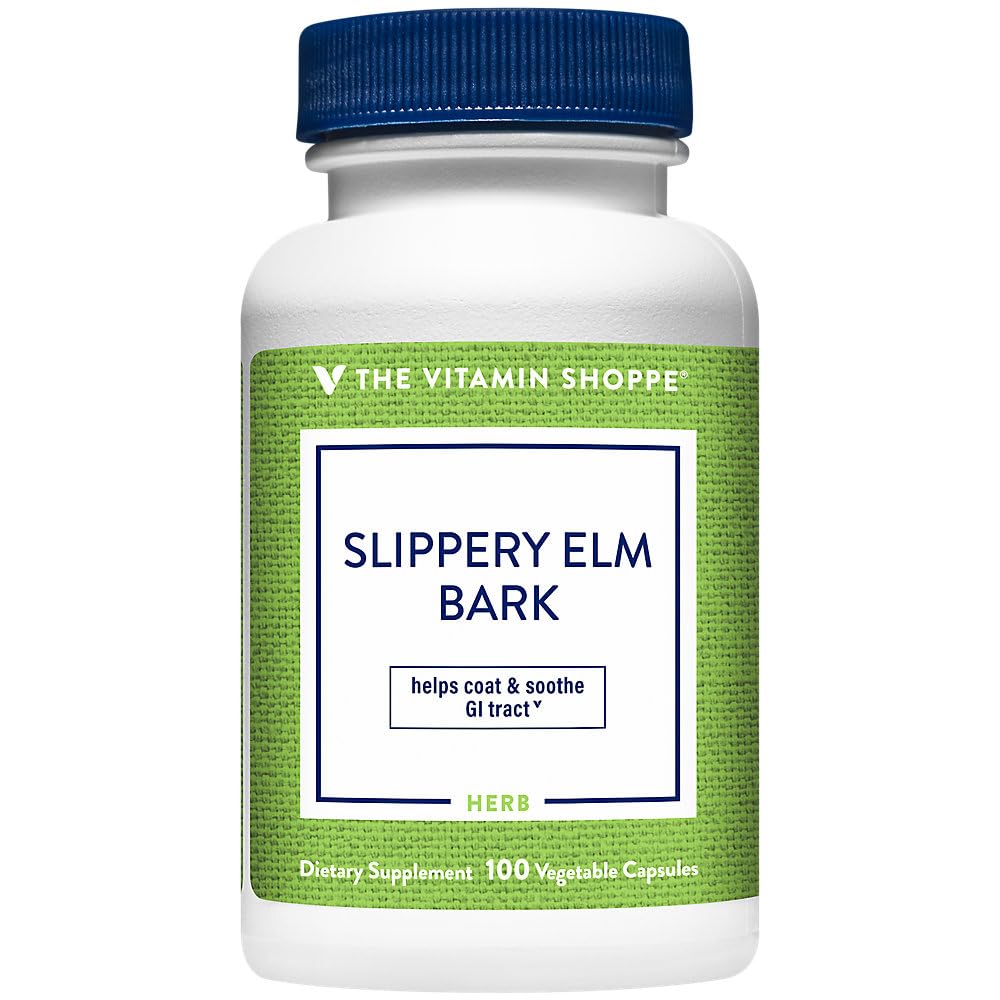 The Vitamin Shoppe Slippery Elm Bark Vegetarian Capsules, 100 Count
