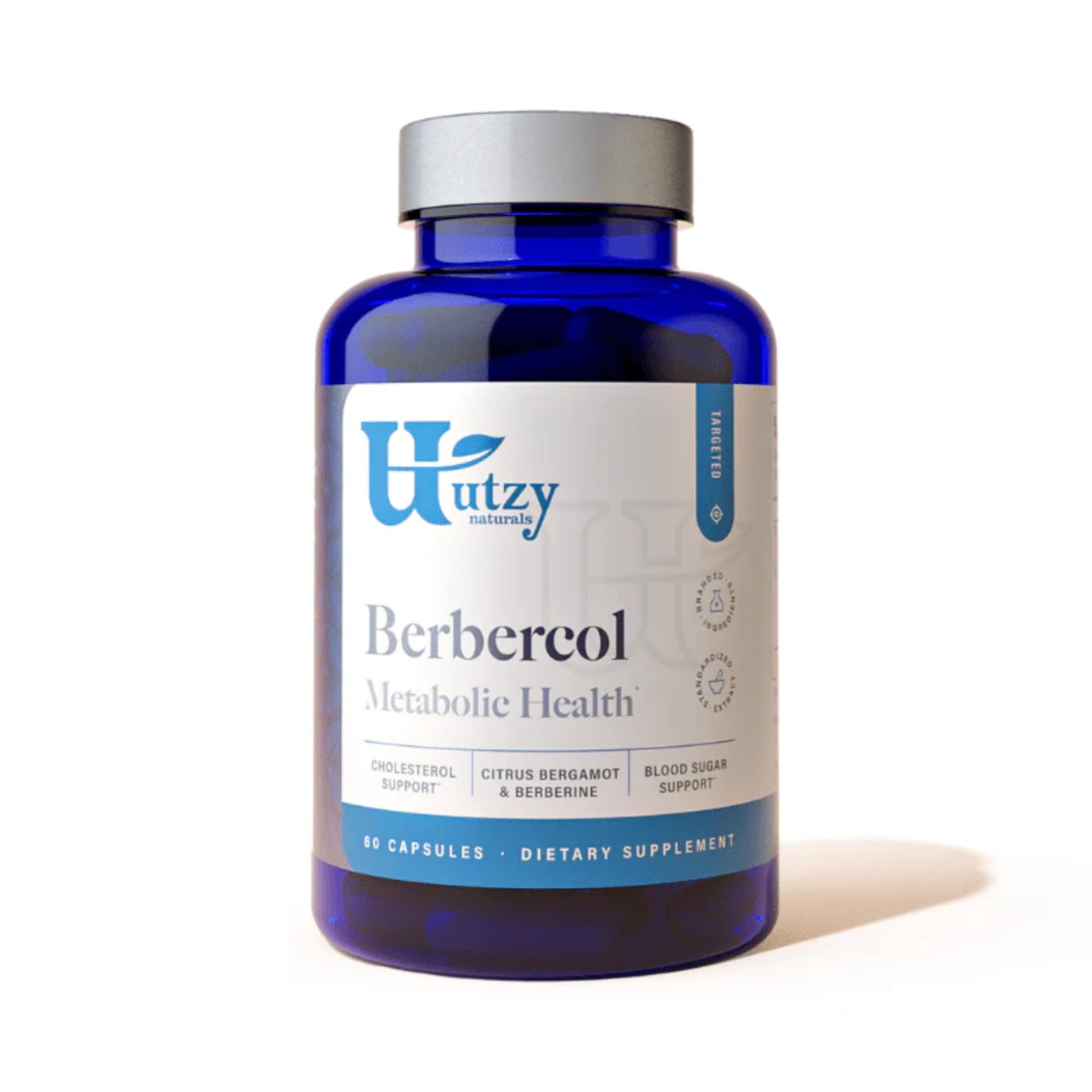 Utzy Naturals Berbercol 500mg Citrus Bergamot (as Bergamonte) & Berberine Capsule, 60 Count