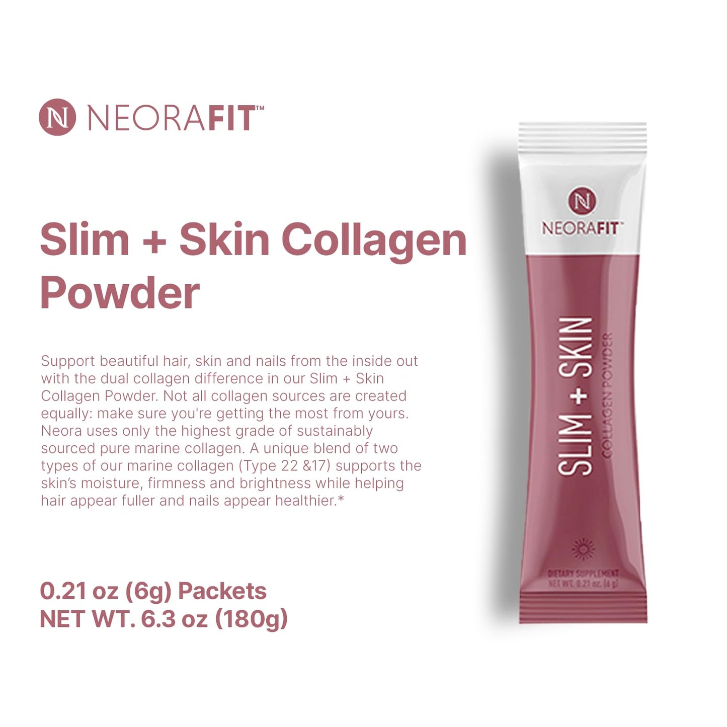 NEORA NeoraFit Slim + Skin Collagen Powder 6.3 Ounce