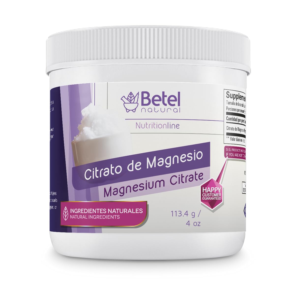 Betel Natural Magnesium Citrate Salt Powder, 4 oz