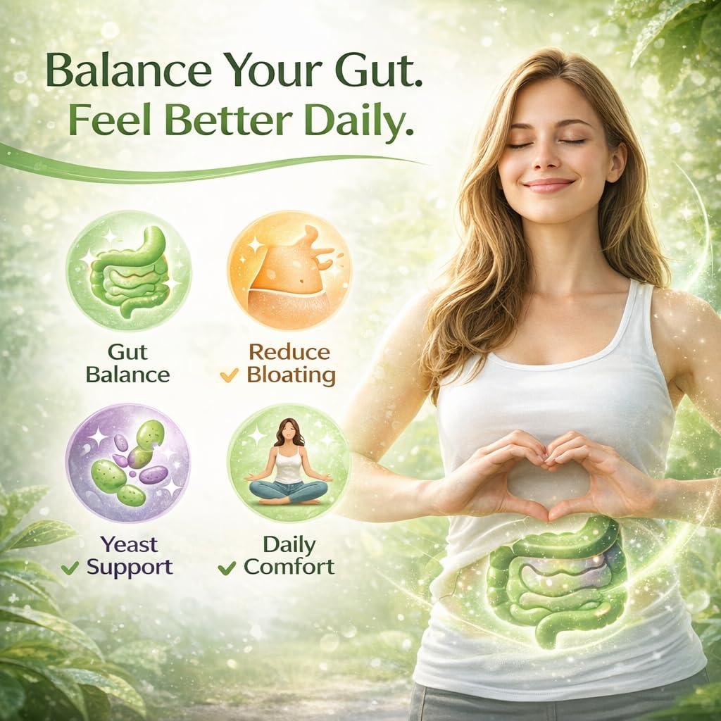 VITAMINS NATURAL CORP Daily Gut Balance Supplement with Lactobacillus Acidophilus, Nopal & L-Carnitine for Digestive Wellness and Microbiome Support, 60 Capsules