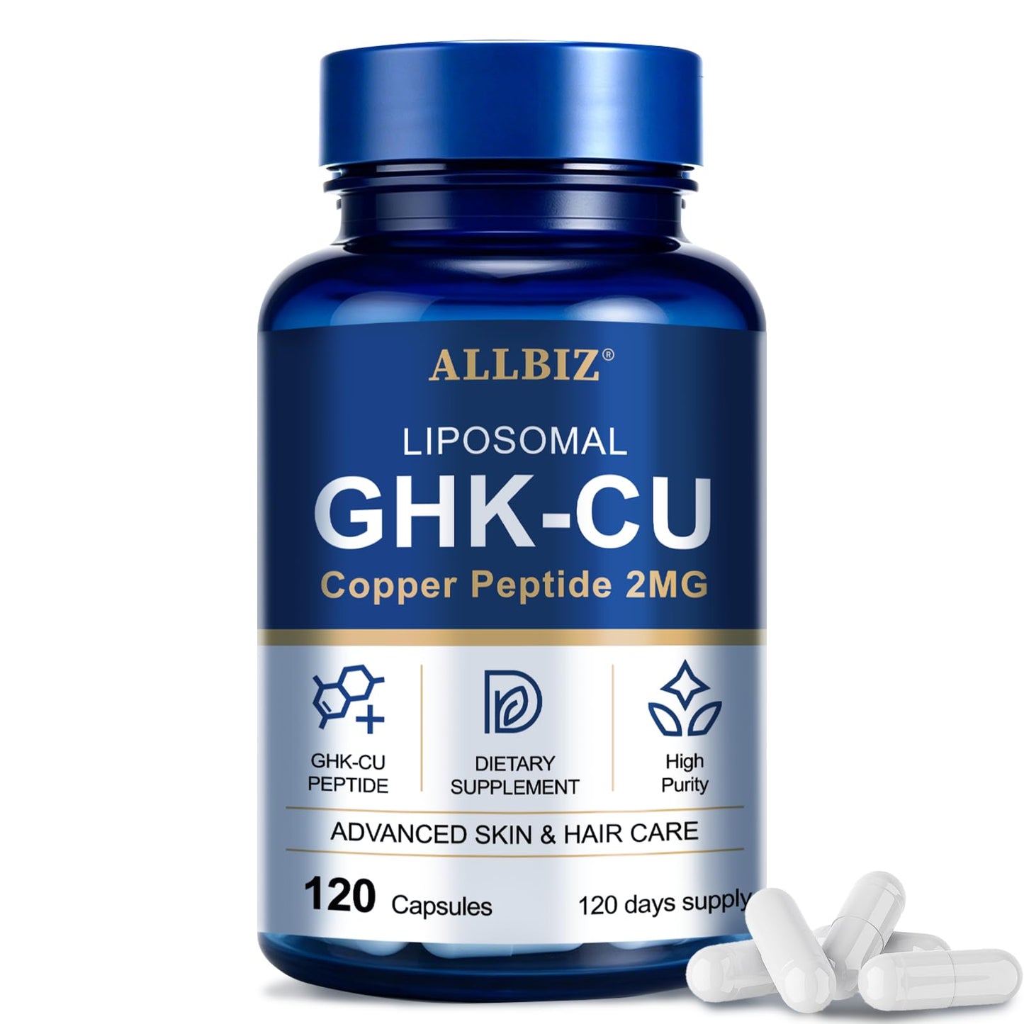 ALLBIZ Liposomal GHK-Cu Copper Peptide Capsules 120 Capsules