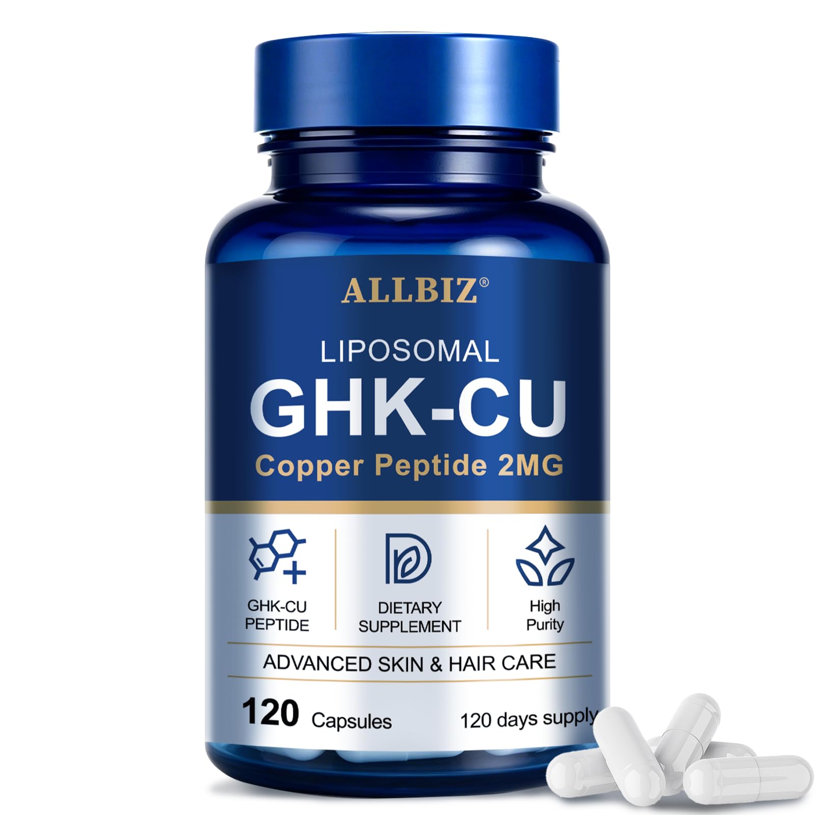 ALLBIZ Liposomal GHK-Cu Copper Peptide Capsules 120 Capsules