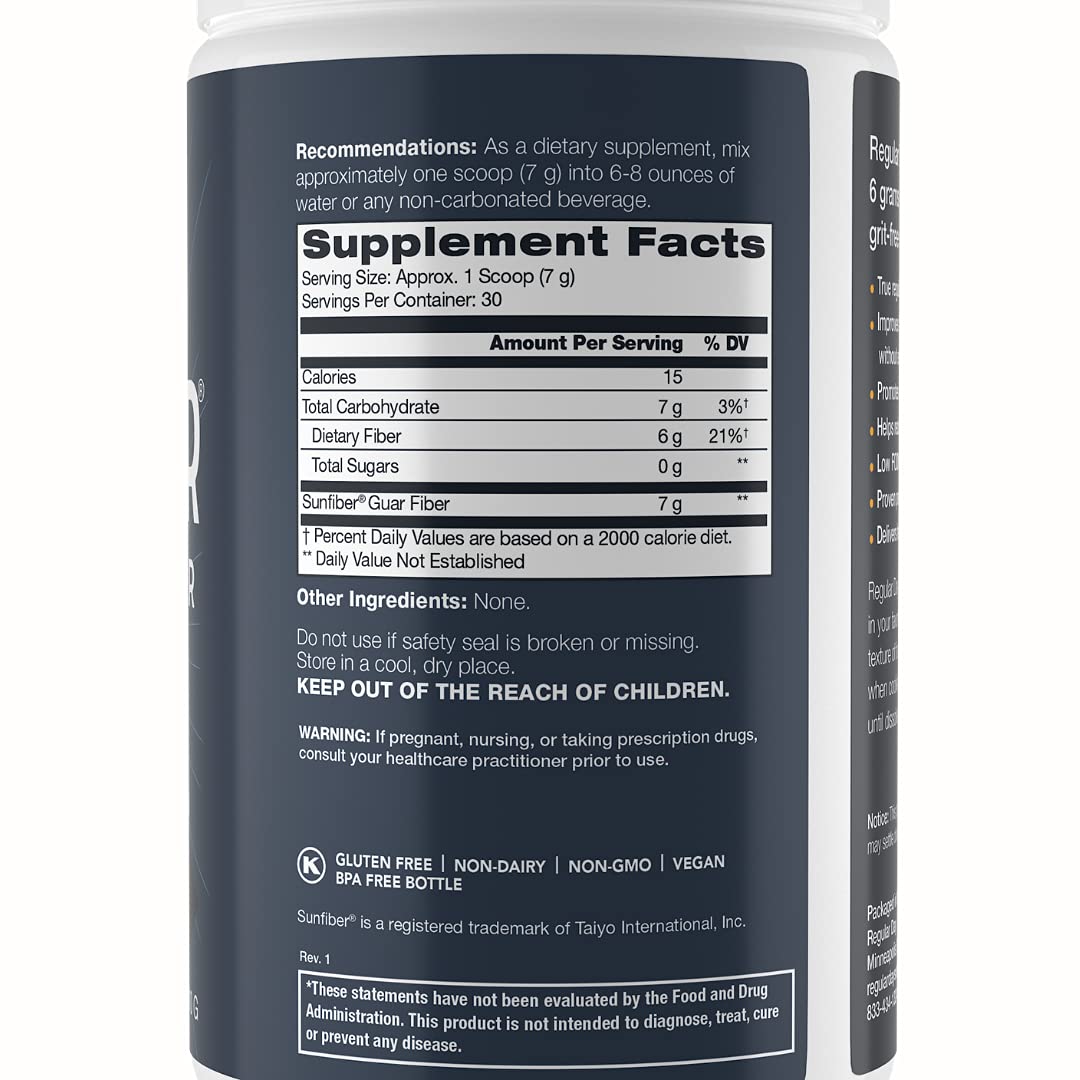 Regular Day Sunfiber Prebiotic Fiber, Low-FODMAP, Gentle Powder, 7.4 Ounce