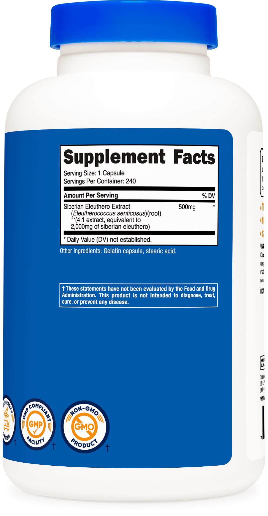 Nutricost Siberian Eleuthero 500mg Capsules, 3 Bottles
