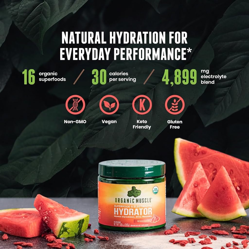 Organic Muscle Hydration Electrolytes Powder Supplement, 20 Servings