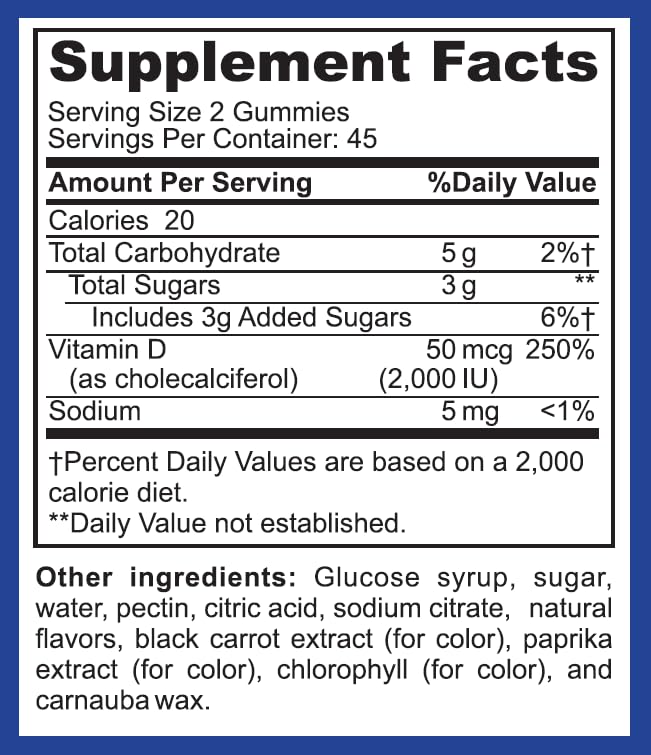 LifeSource Vitamins Vitamin D-3 2000 IU Gummies, 90 Count