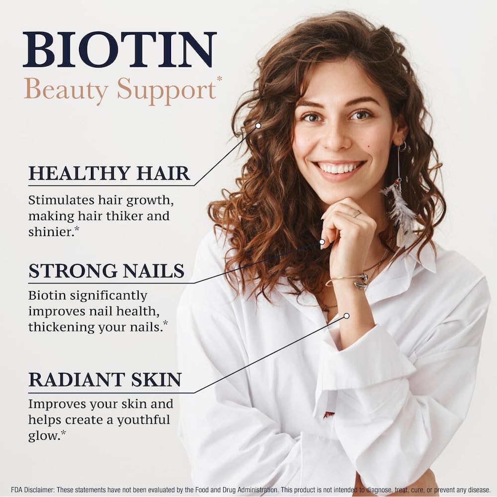 Puregen Labs Biotin 10,000 MCG Supports Healthy Hair, Skin & Nails - High Potency Beauty Support - Non-GMO, Gluten Free, 360 Tablets