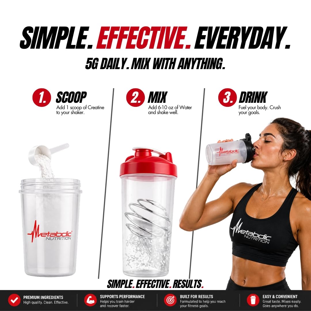 Metabolic Nutrition Micronized Creatine Monohydrate Powder for Muscle Growth, Strength & Recovery 14.8 oz
