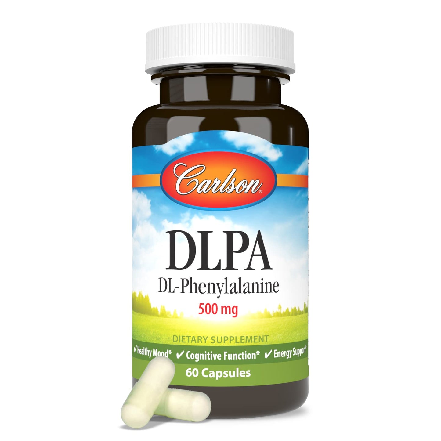 Carlson DLPA DL-Phenylalanine 500 mg Mood, Cognitive & Nervous System Support Supplement, 60 Capsules