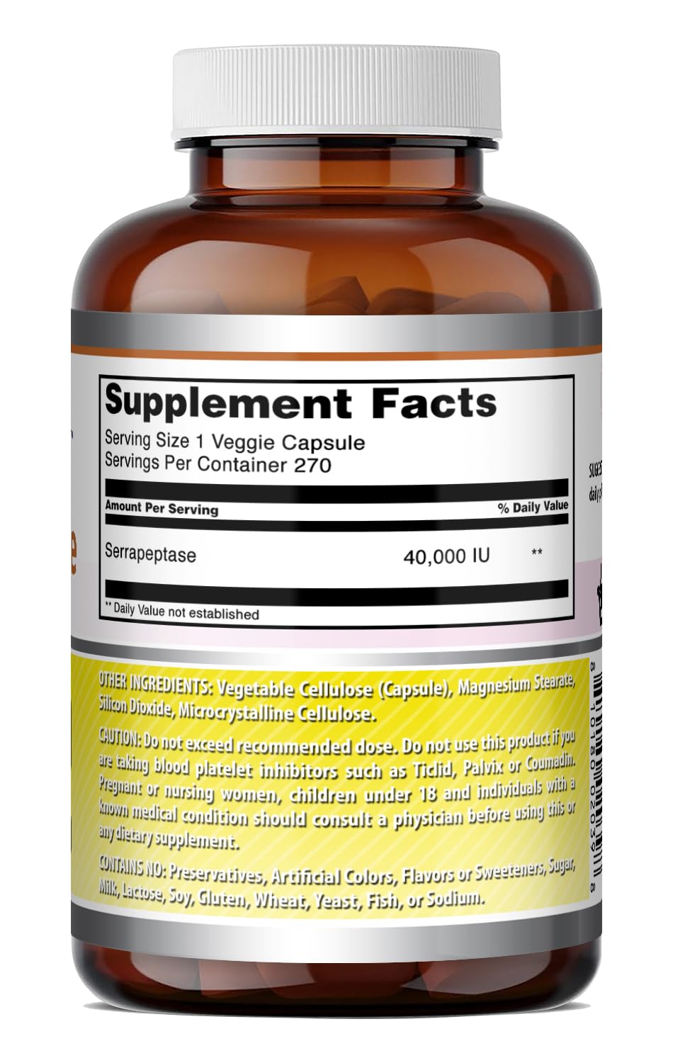 Amazing Nutrition Serrapeptase Supplement 40,000 IU Capsules 270 Count