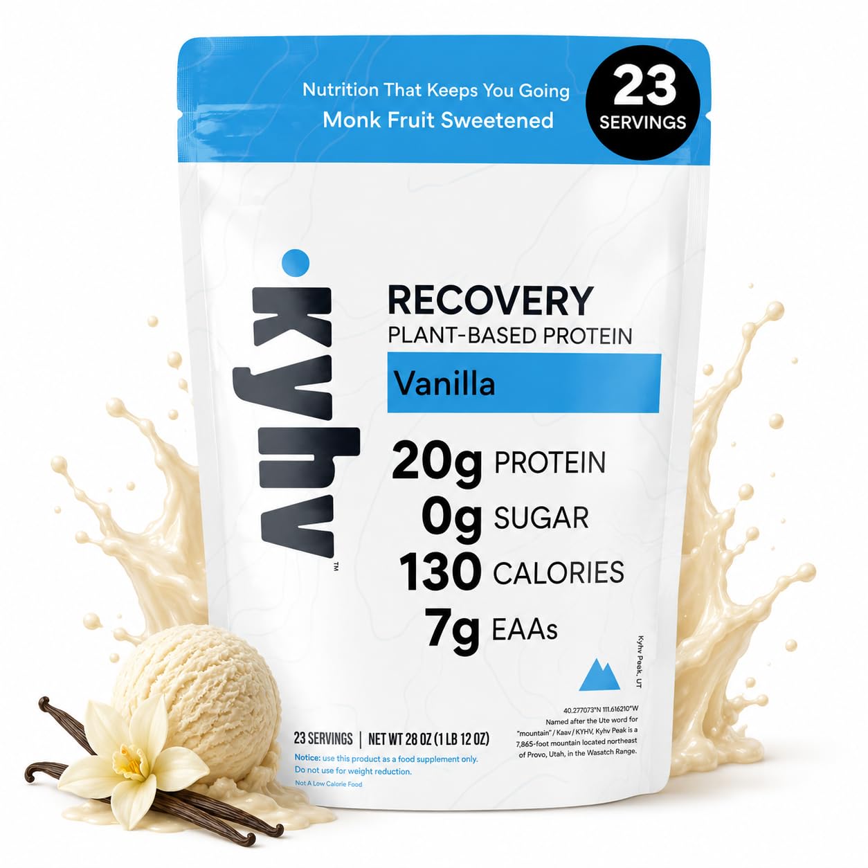 Kyhv Nutrition Plant Based Protein Vanilla 20g Clean Pea Protein Powder 28 Servings