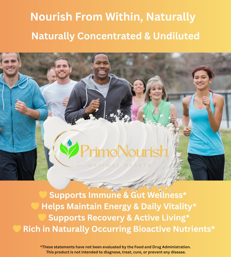 PrimoNourish Grass-Fed, Pasture-Raised Pure Bovine Colostrum Powder for Immune & Gut Support, Energy & Recovery, 8.4 oz
