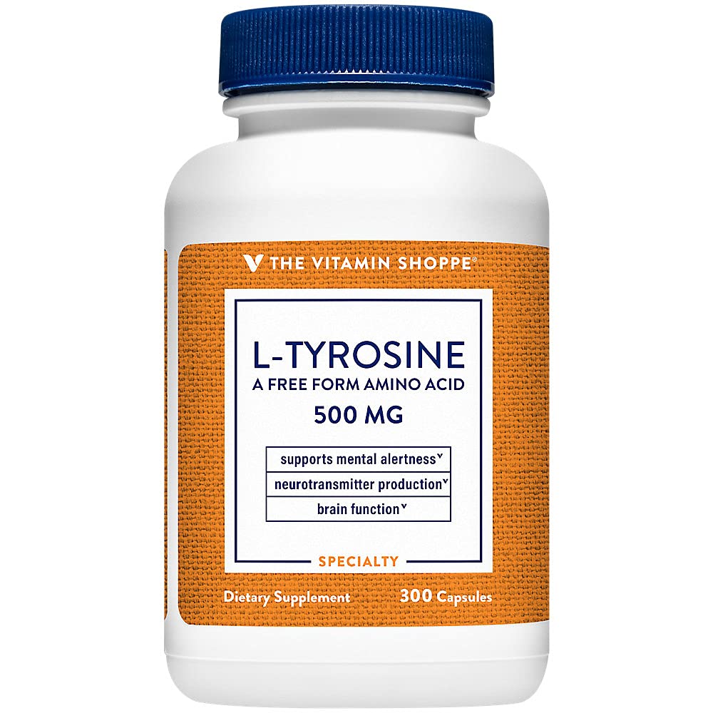 The Vitamin Shoppe L-Tyrosine 500mg - Mental Focus & Stress Support 300 Capsules