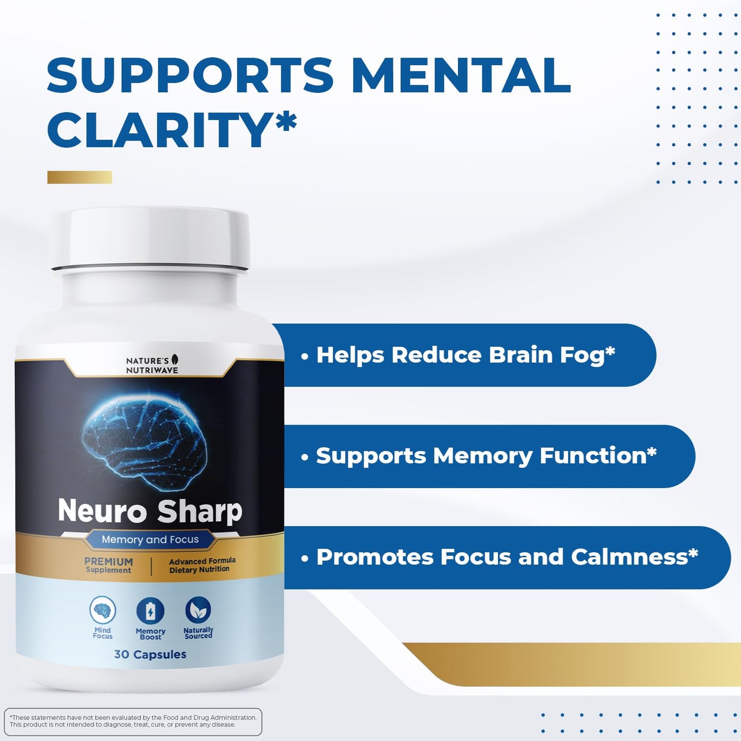 Nature’s NutriWave Neuro Sharp – Bacopa, Ginkgo Biloba & Huperzine-A Capsule, 180 Capsules