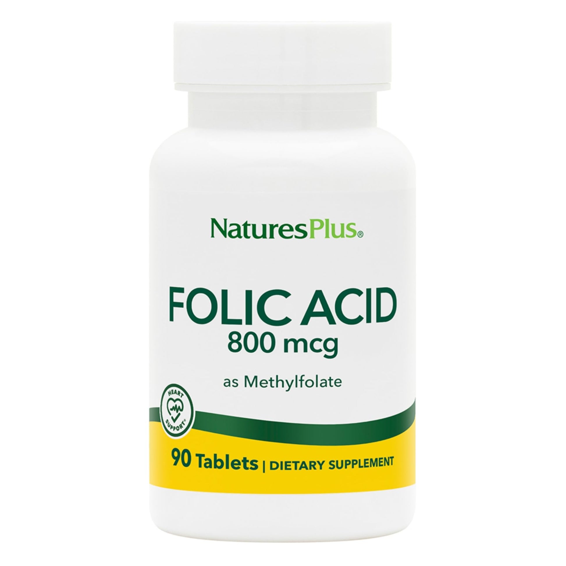 NaturesPlus Folic Acid (Methylfolate) 800 mcg Tablet, 1 Count