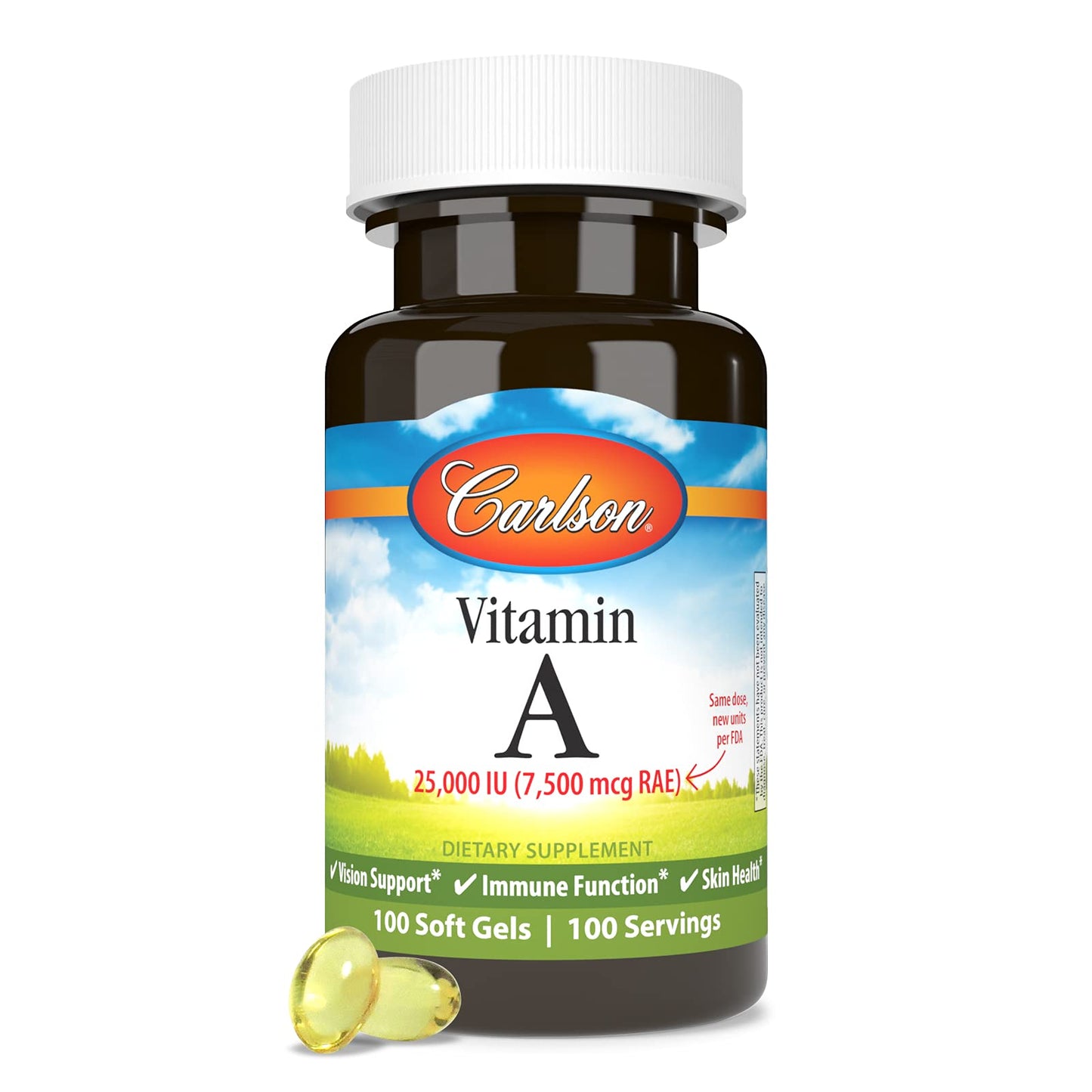 Carlson Vitamin A 25000 IU (7500 mcg RAE) Softgels, 100 count