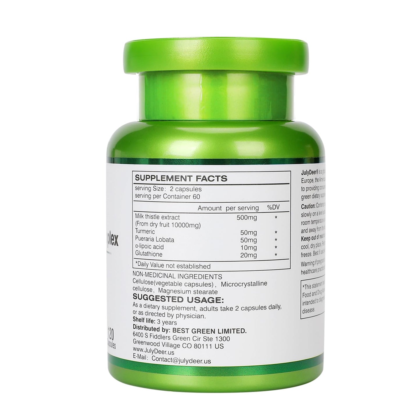 JulyDeer Milk Thistle 500mg Silymarin Marianum Liver Herbal Extracts Capsules, 120 Count