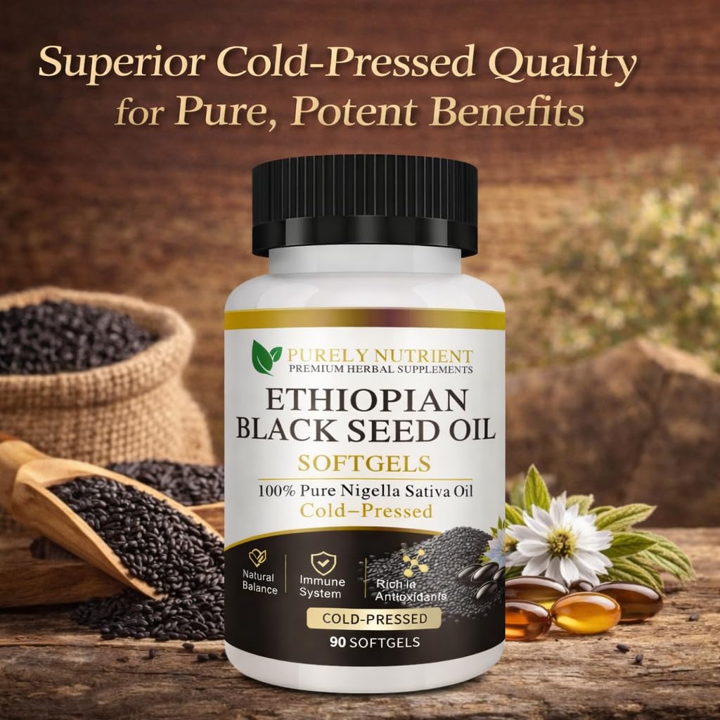 Kueysing Purely Nutrient Ethiopian Black Seed Oil Capsule, 90 Softgels, 5% Thymoquinone, Vegan Non-GMO Nigella Sativa