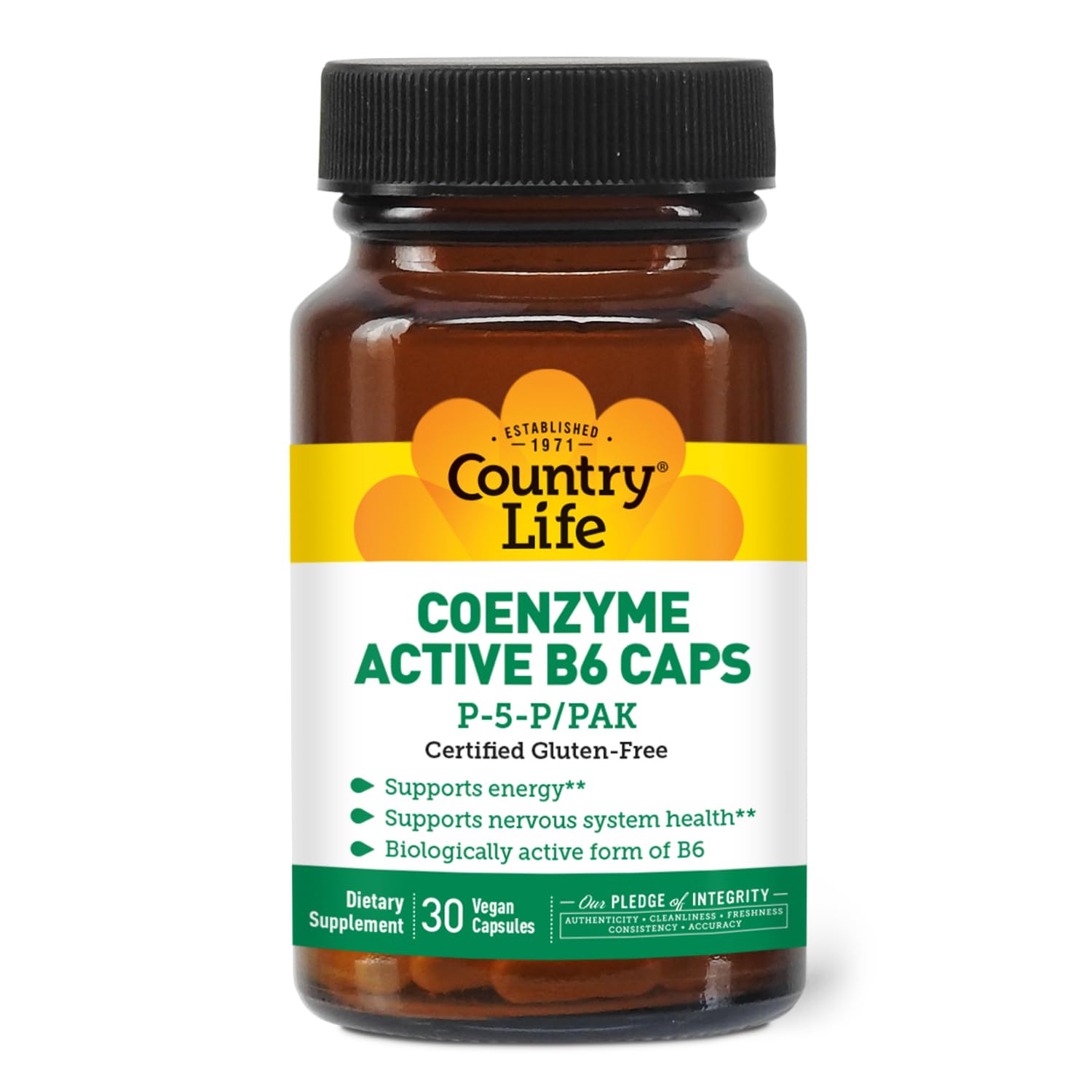 Country Life Coenzyme Active B-6 Vitamin B6 50mg, 30 Vegetarian Capsules