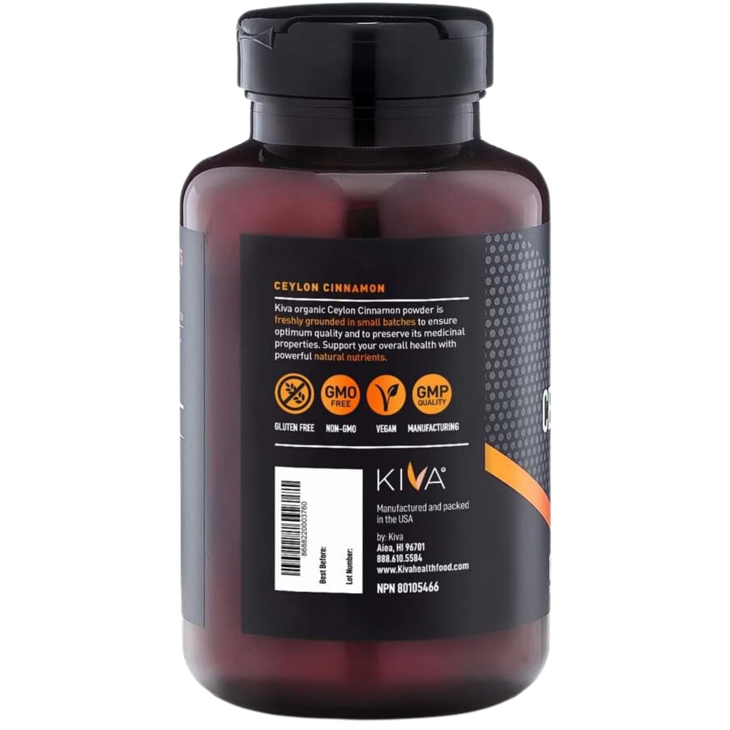 Kiva Premium Ceylon Cinnamon Powder 120 Count