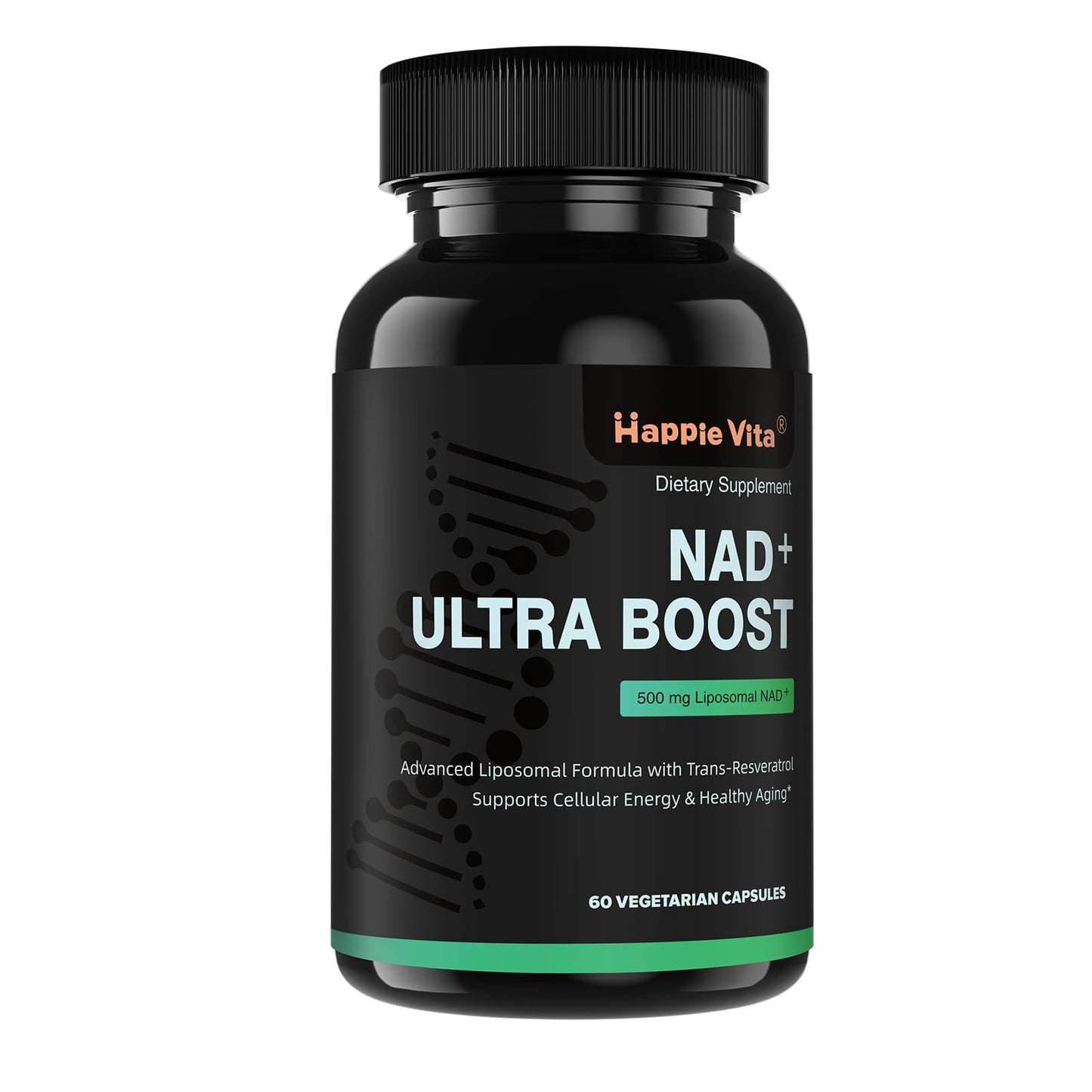 HappieVita Liposomal NAD+ with Resveratrol NMNH Supplement Alternative High Purity NAD Supplement for Anti-Aging, Energy, Focus 60 Capsules