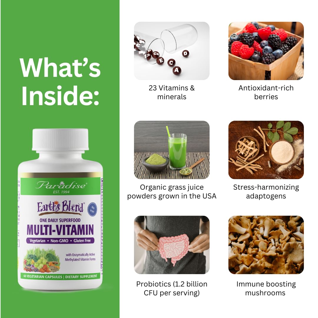 Paradise Herbs Earth's Blend Once Daily Multivitamin Capsules, 60 Count