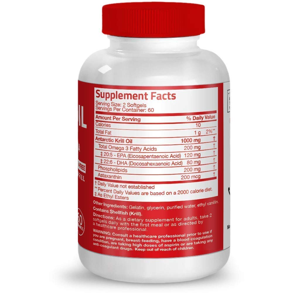 Bronson Marine Collagen Peptides Hydrolyzed Protein Powder + Antarctic Krill Oil 1000 mg with Omega-3s EPA DHA, 1