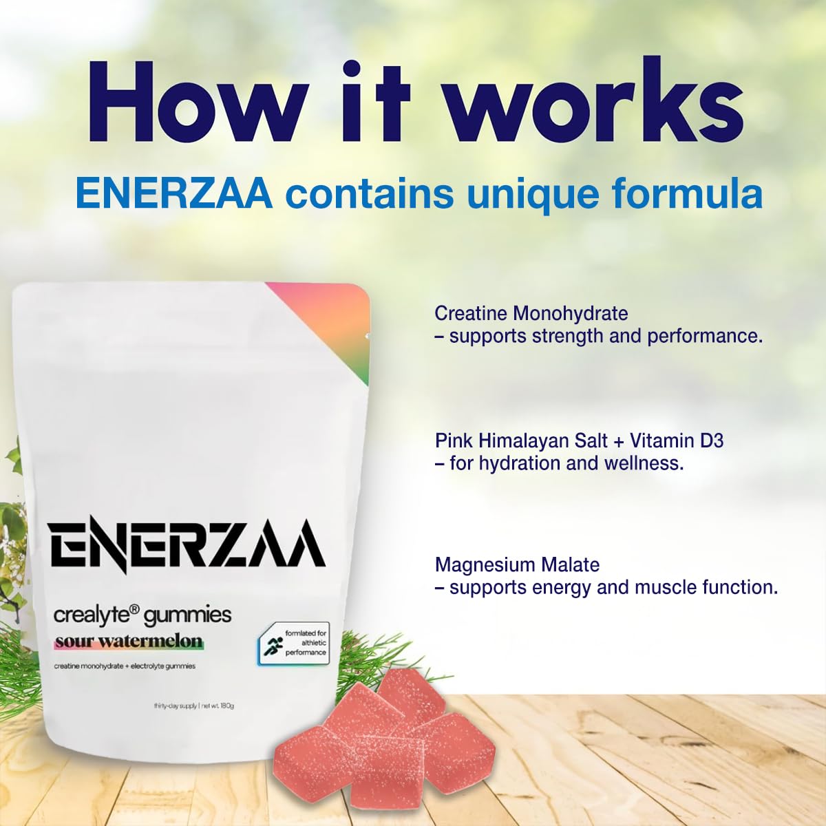 ENERZAA Sports Performance Complex Gummies Sour Watermelon, 90 Count