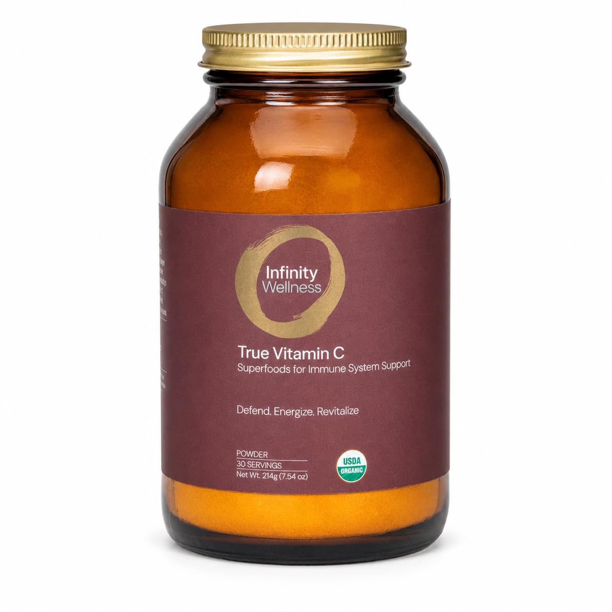 Infinity Greens Organic Whole-Food Sourced Vitamin C Powder with Acerola, Camu Camu & Amla, 1000mg Superfood C, High-Potency, Shilajit, Astragalus Root & Ginger, Vegan, Non-GMO, Powder, 7.55 oz