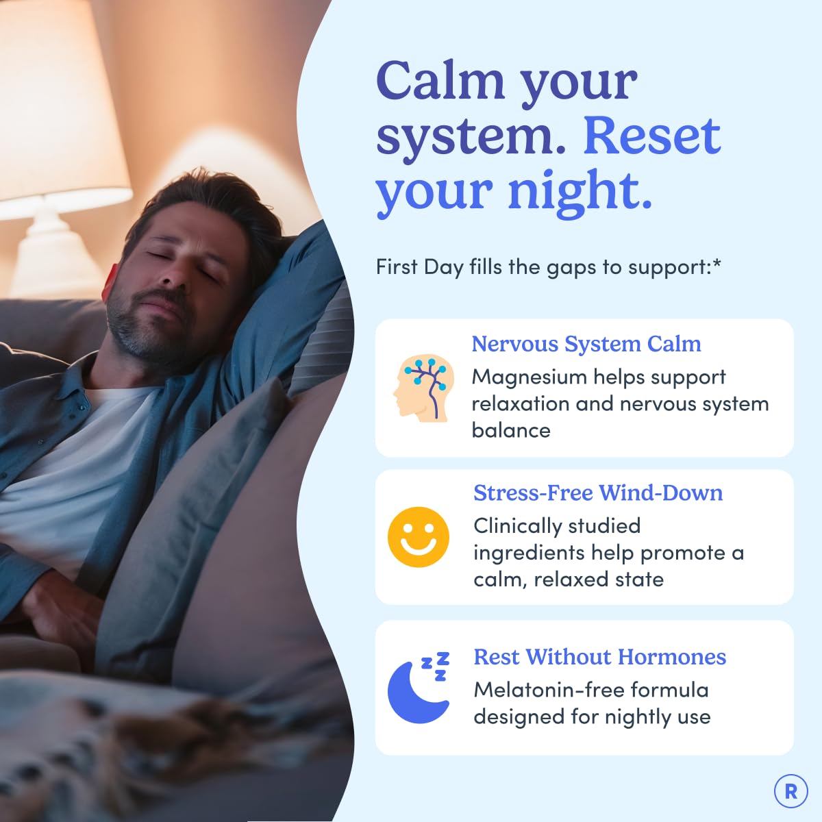 FIRST DAY Men’s Nighttime Reset Calming Magnesium Gummies 60 Count