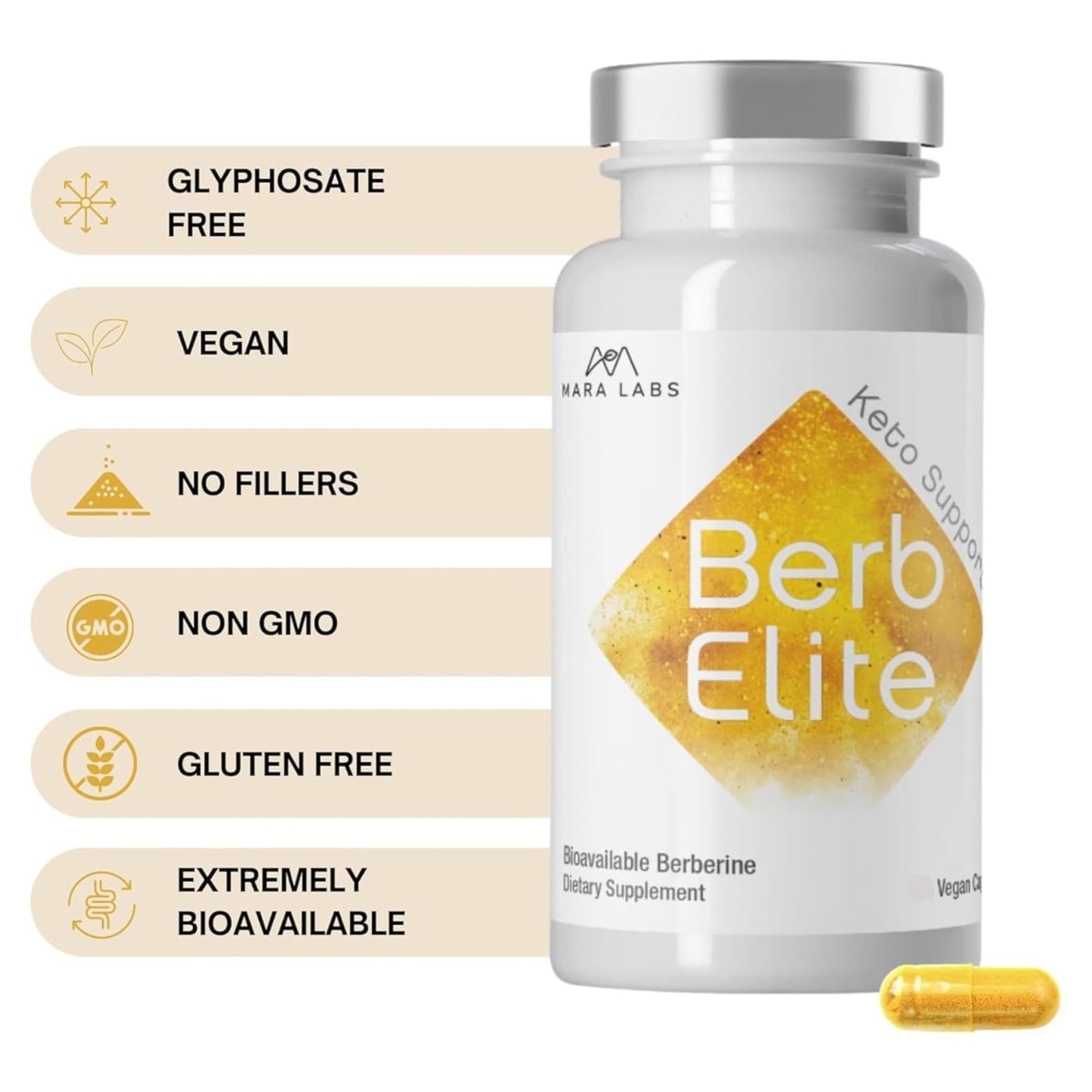 BrocElite BerbElite 350mg Berberine HCl & Broccoli Seed Complex, Capsule, 120 Vegan Capsules