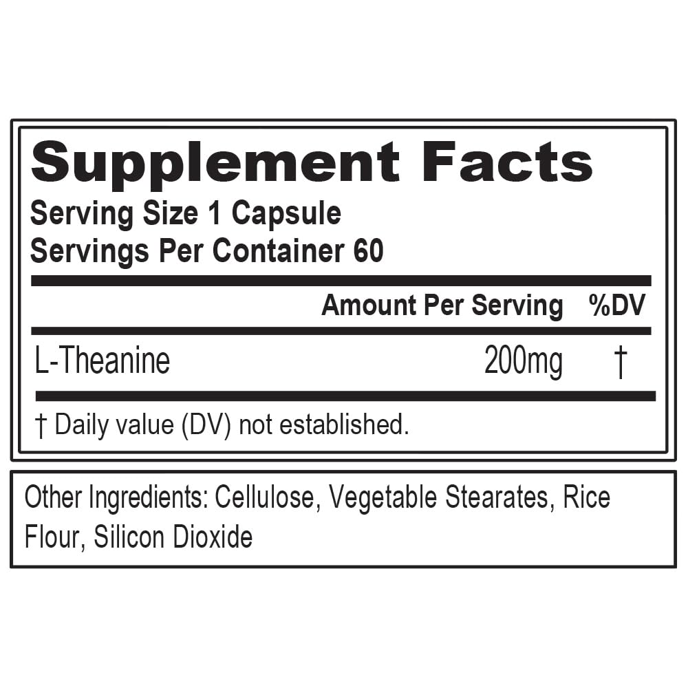 Evlution L-Theanine 200mg Capsules 60 Count
