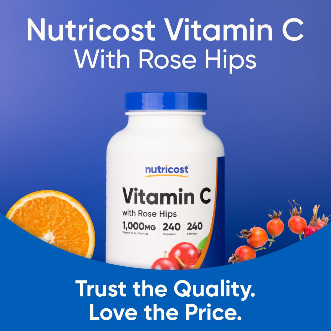 Nutricost Vitamin C with Rose Hips 1025mg 240 Capsules