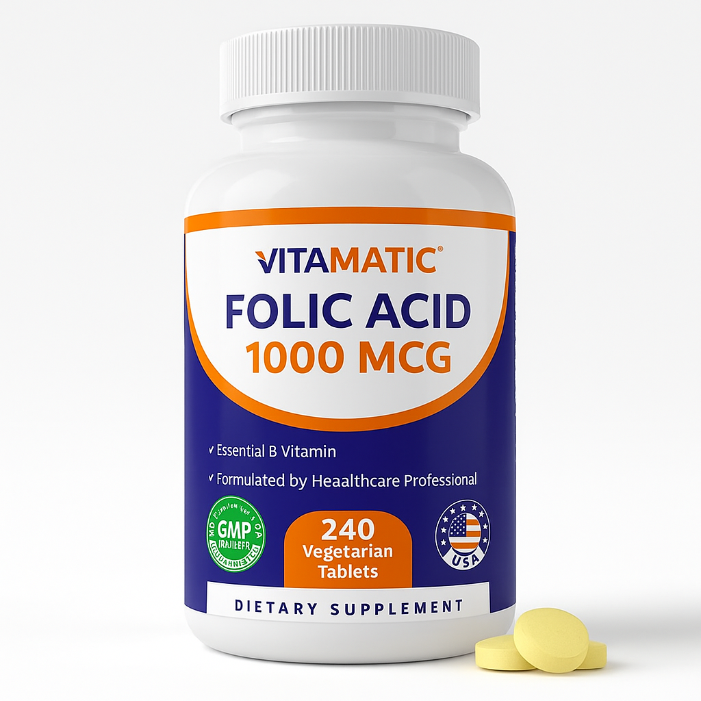 Vitamatic Folic Acid 1000 mcg Tablet, 720 Count