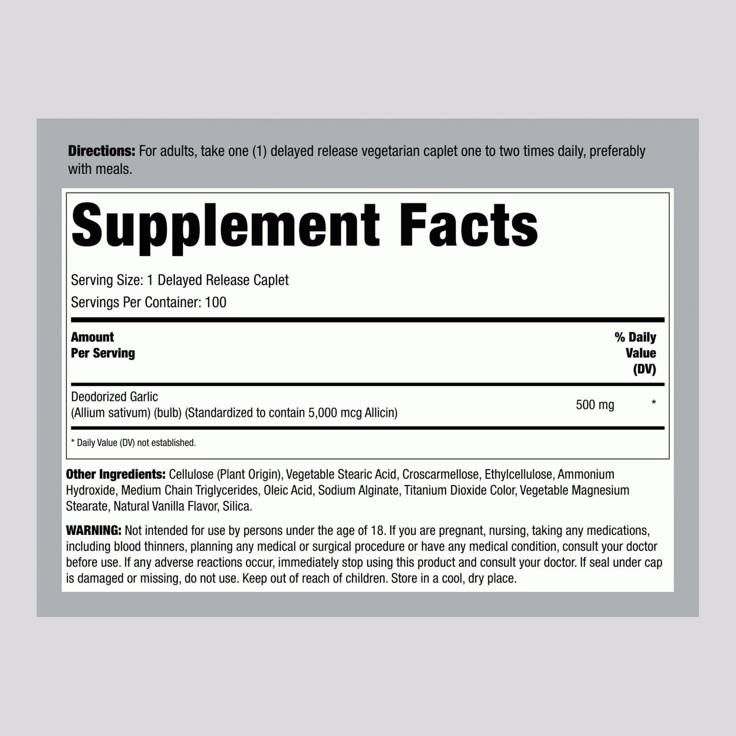 Lindberg Garlic Supplement Caplets, 100 Count