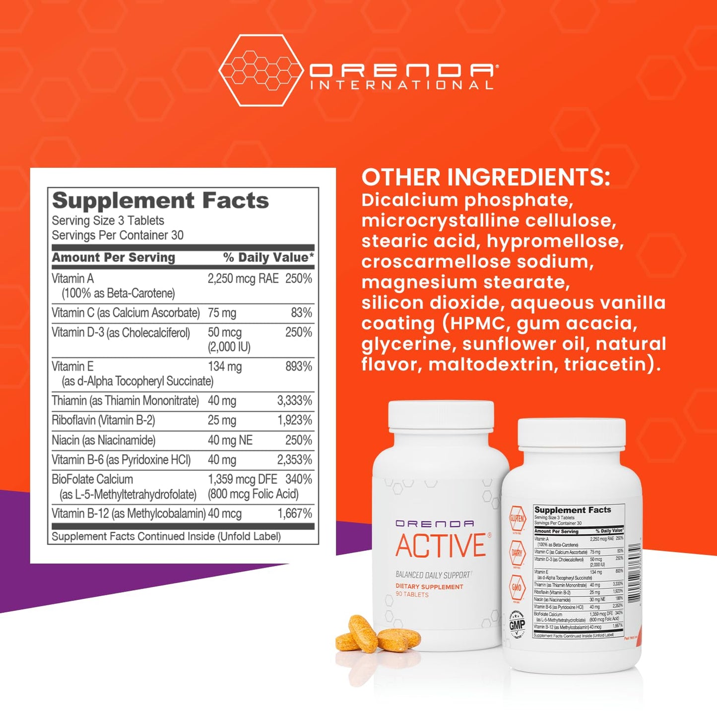 Orenda International Orenda Active All 8 Forms Vitamin E, BioFolate & Young & Active Blend 90 Tablets