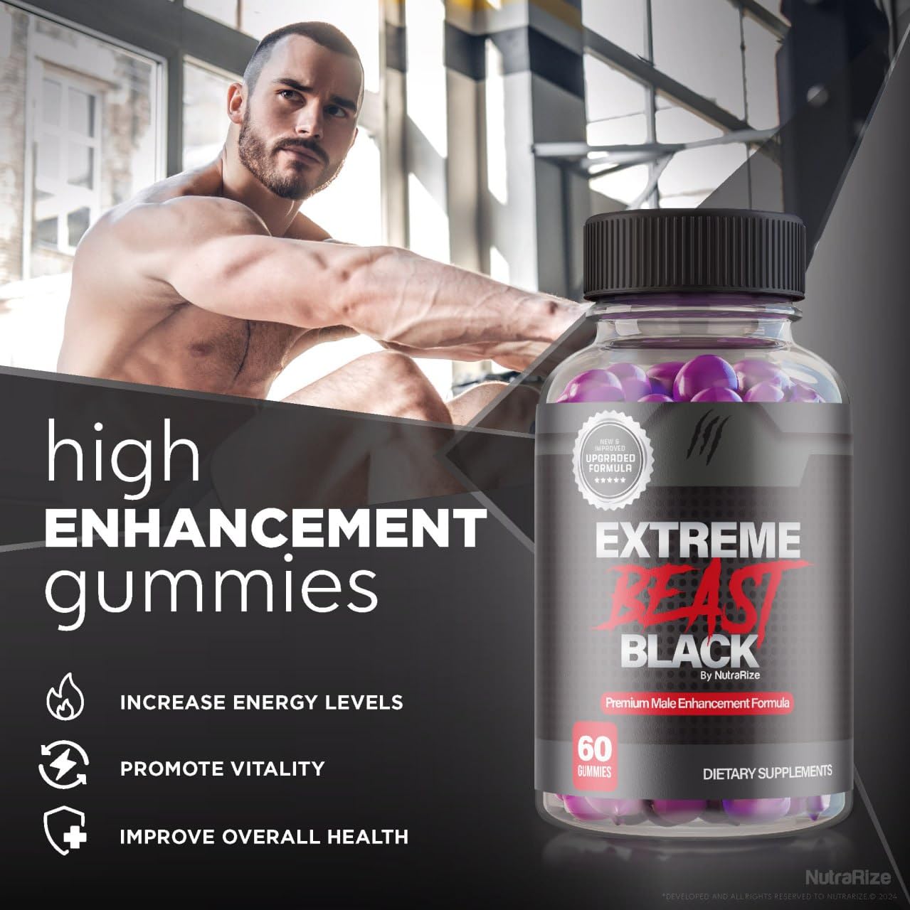 NutraRize Extreme Beast Black Gummies, 60 Gummies