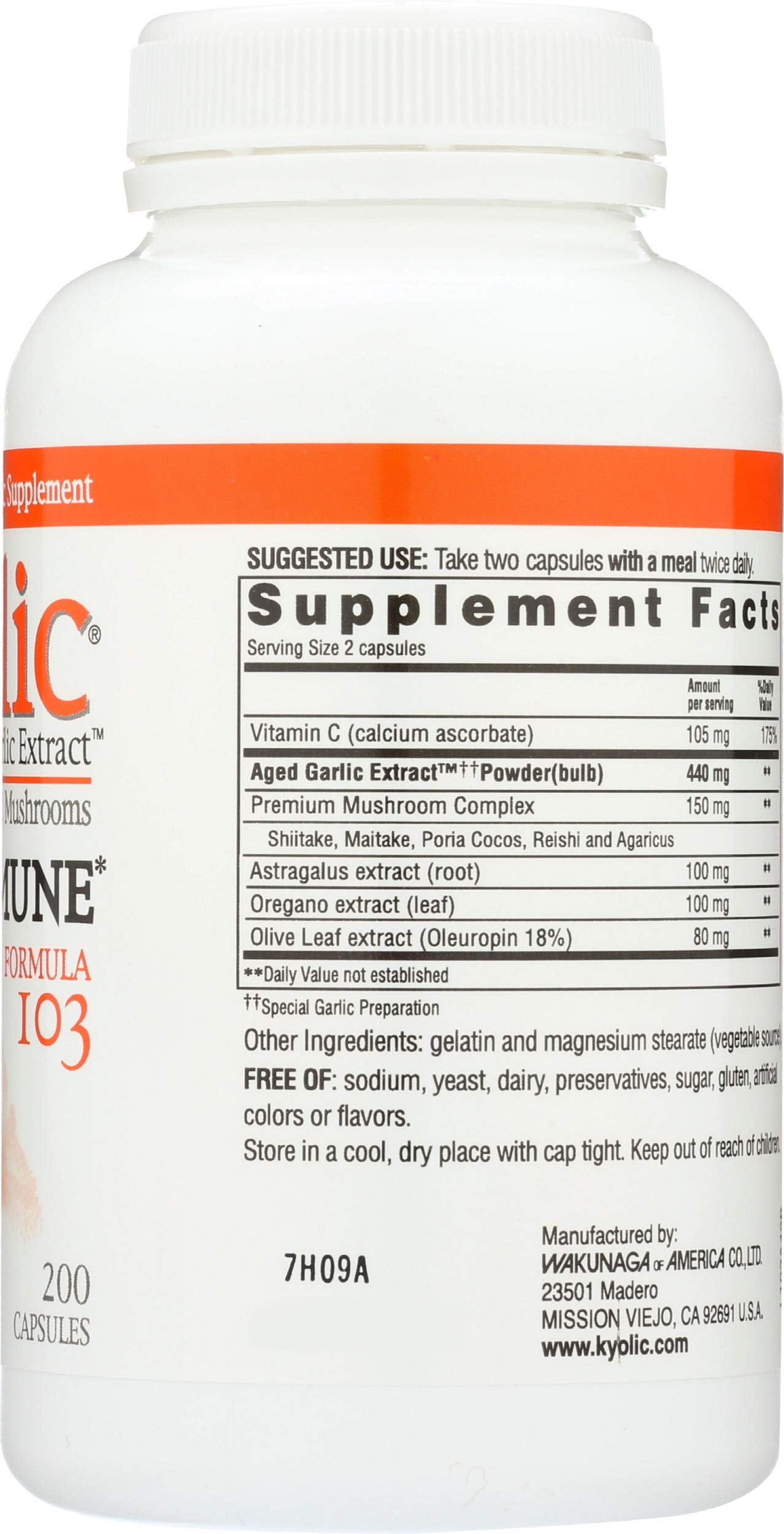 Kyolic Garlic with Calcium and Vitamins Capsules, 200 Count
