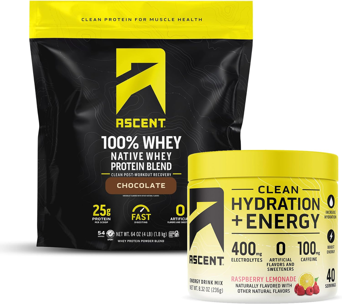 Ascent 100% Whey Protein Powder, Chocolate, 4 lb