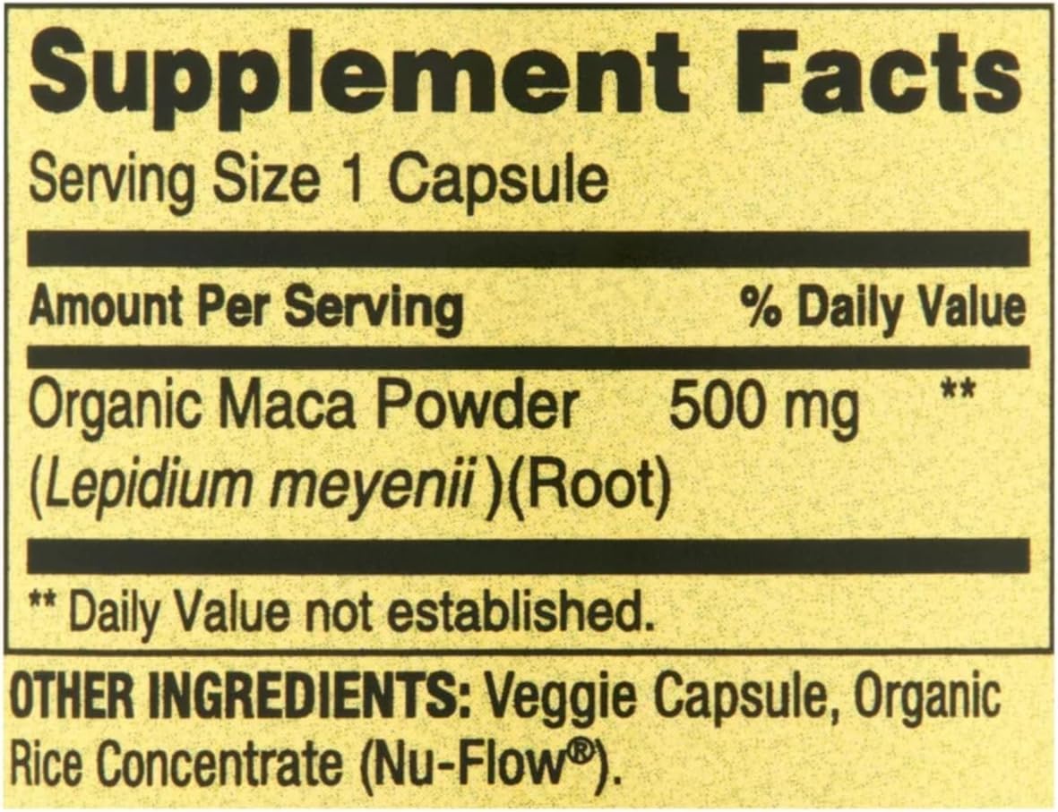 Generic Spring Valley Maca Root 500mg Capsules, 90 Count