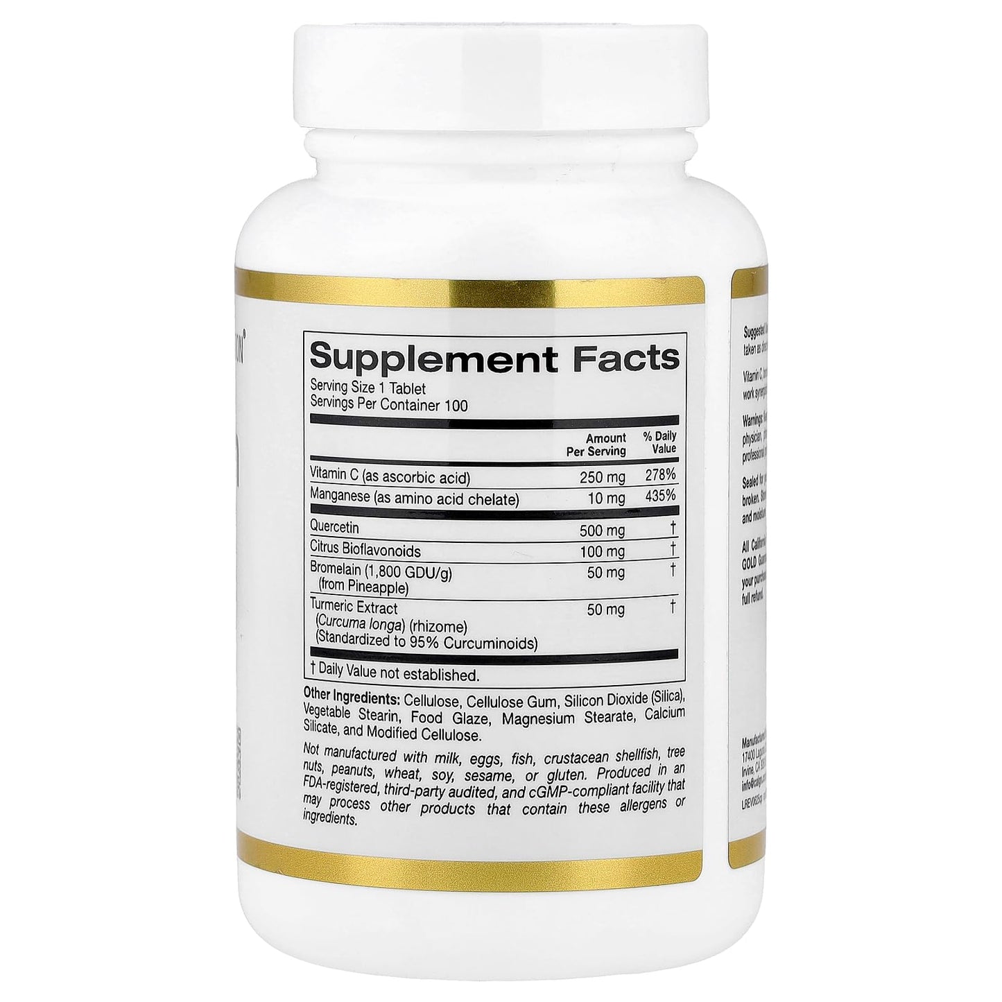 SuperNutrition Quercetin Plus with Quercetin, Vitamin C, Citrus Bioflavonoids, Bromelain, Turmeric and Vitamin C, 100 Tablets